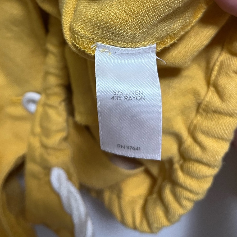 J. Jill Linen Rayon Drawstring Jacket Yellow Button Front Lagenlook Size Large - Picture 4 of 8